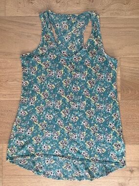Free People Ditsy Floral Racerback Tank Green Floral Cottagecore Womens *Small*